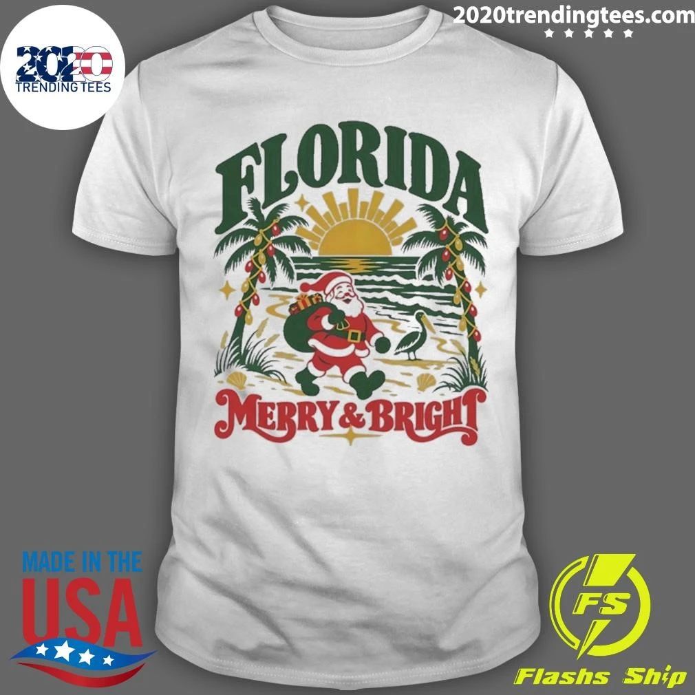Florida Merry and Bright Christmas Santa 2026 Shirt