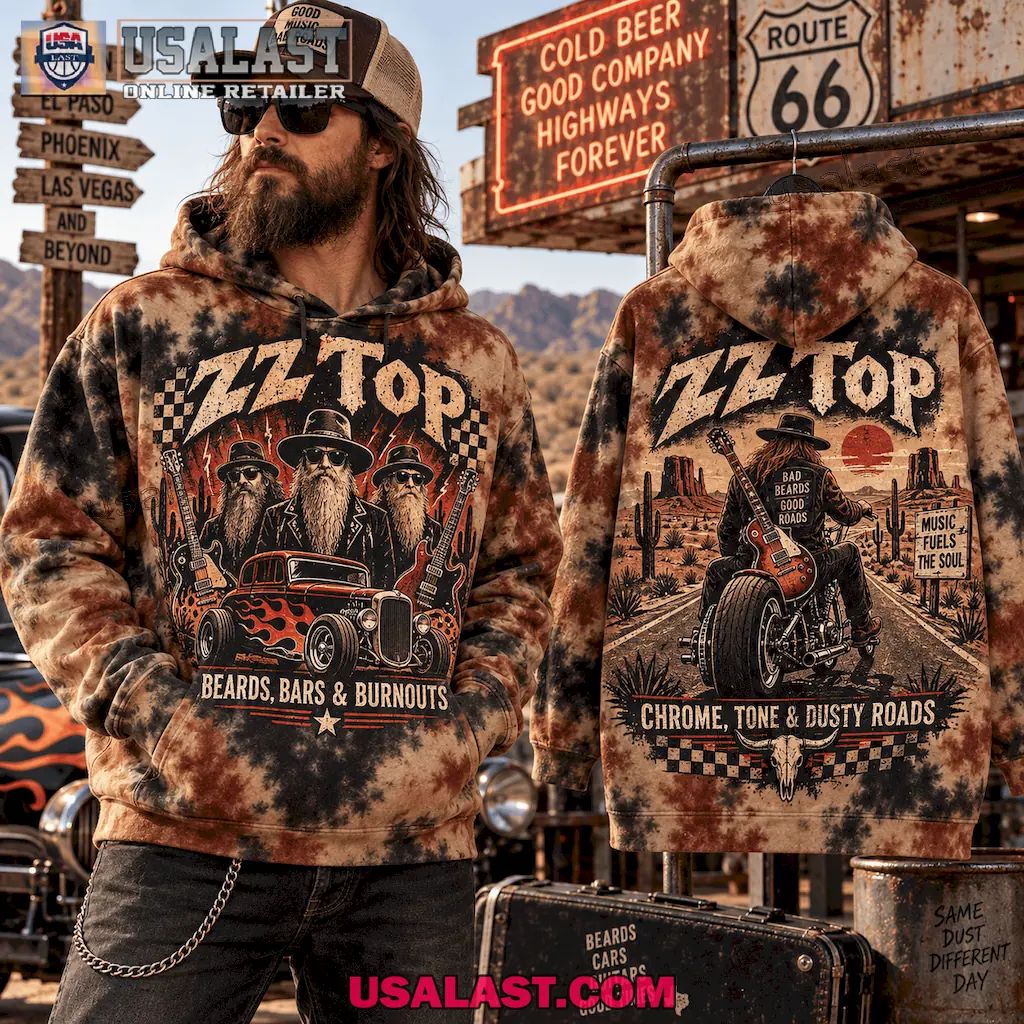 ZZ Top Beards Bars and Burnouts Tie Dye Hoodie