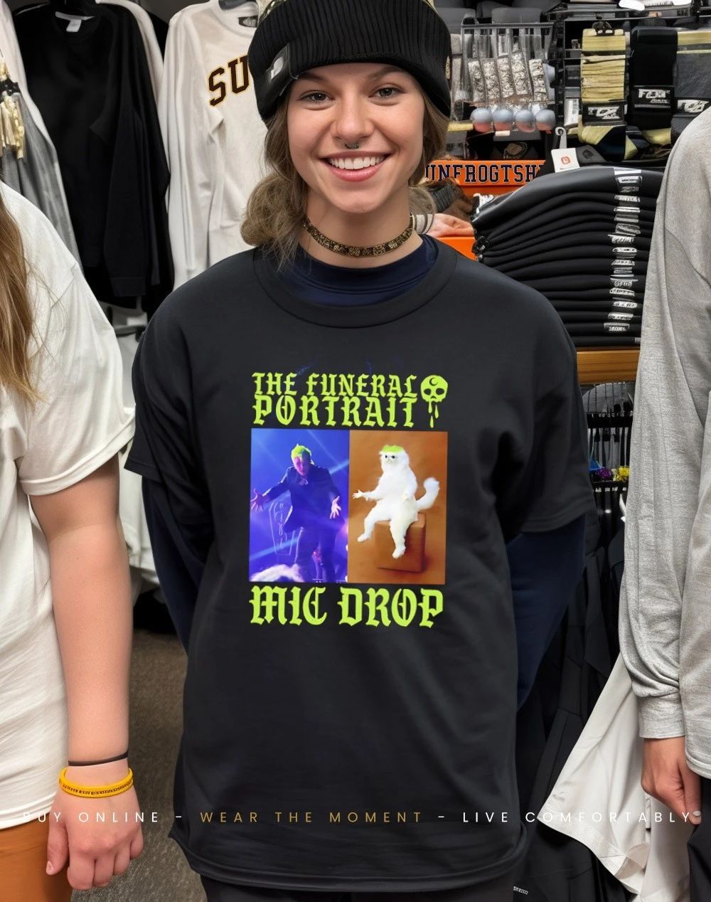 The Funeral Portrait Mic Drop meme shirt