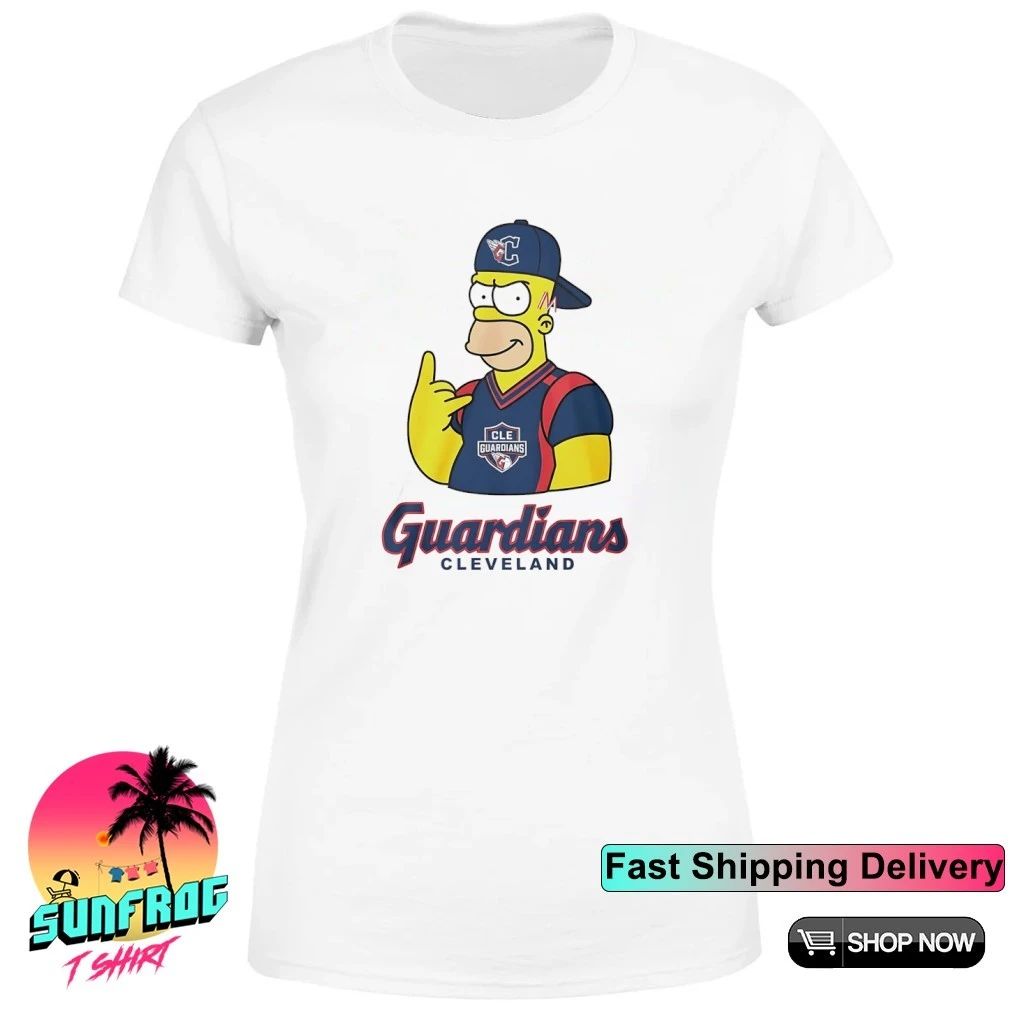 The Simpsons x Cleveland Guardians player rock hand shirt
