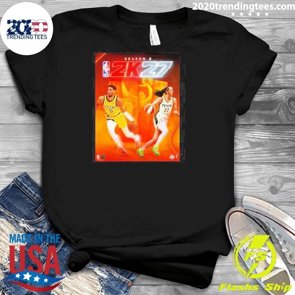 NBA 2K27 Season 2 Starring Tyrese Haliburton And Caitlin Clark Cover Athletes Shirt