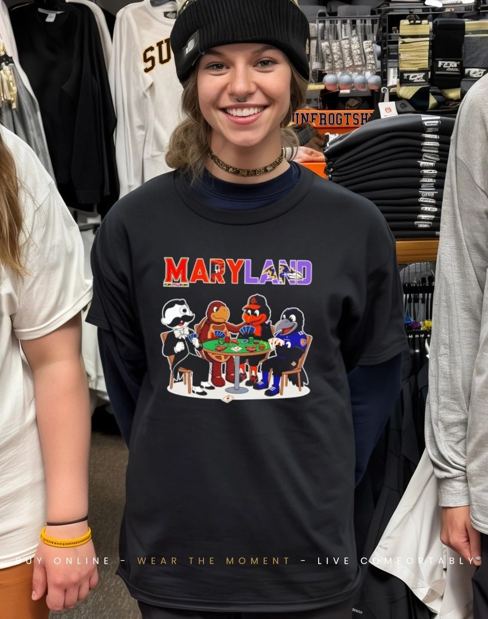 Maryland sports mascot playing poker shirt
