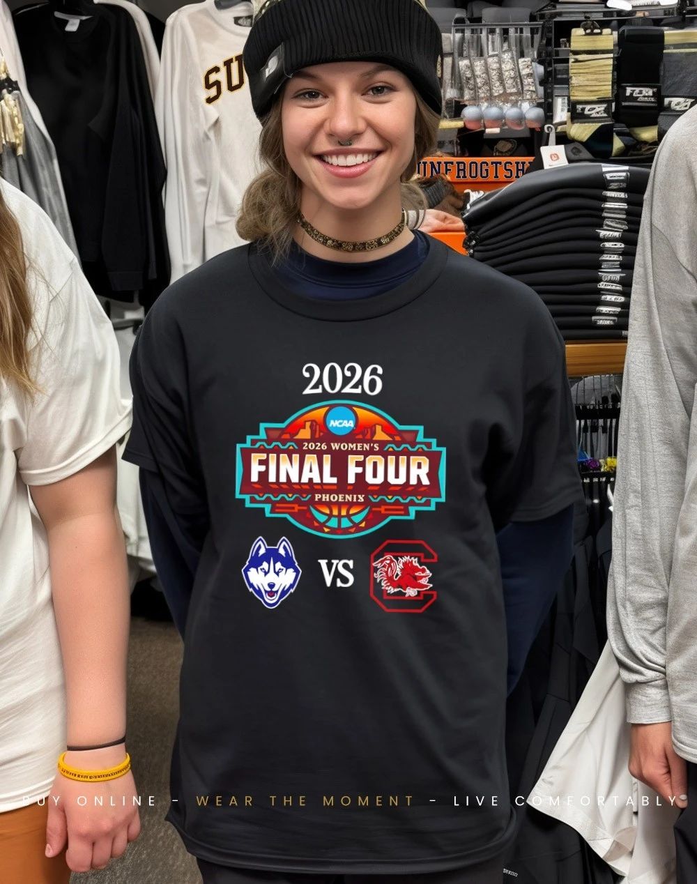 UConn Huskies vs South Carolina Gamecocks 2026 NCAA Women’s Basketball Final Four Phoenix Logos shirt