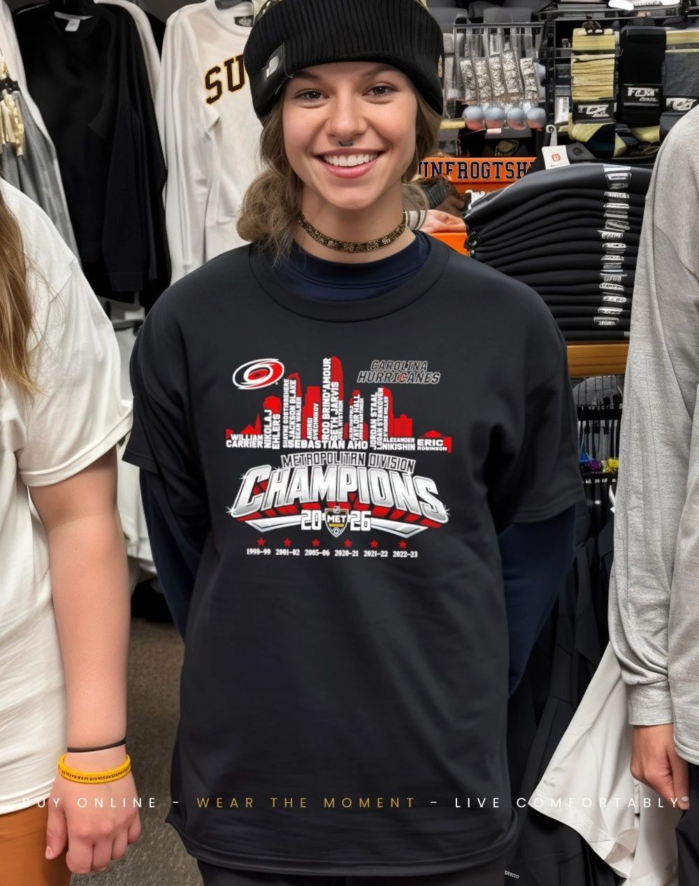 Carolina Hurricanes 2026 Metropolitan Division 7X Champions city skyline shirt