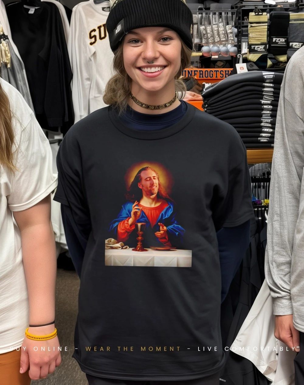Nic Jesus Nicolas Cage funny graphic shirt