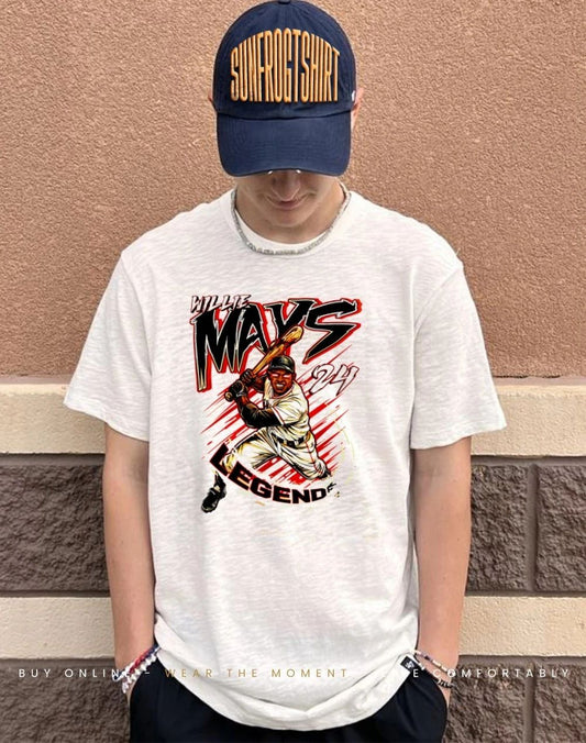 Willie Mays the Say Hey Kid no 24 player collage shirt