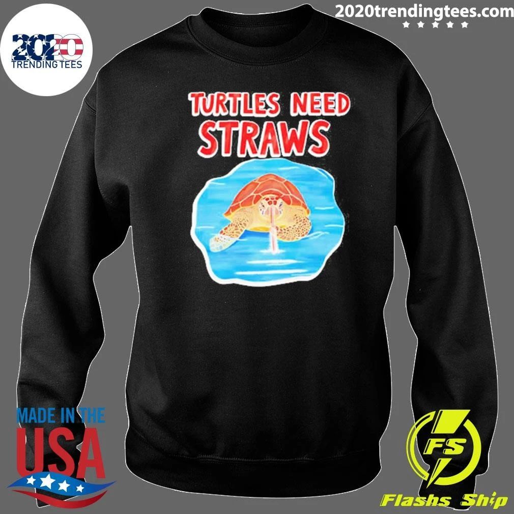 Turtles Need Straws Sea Turtle Snorting White Lines Shirt
