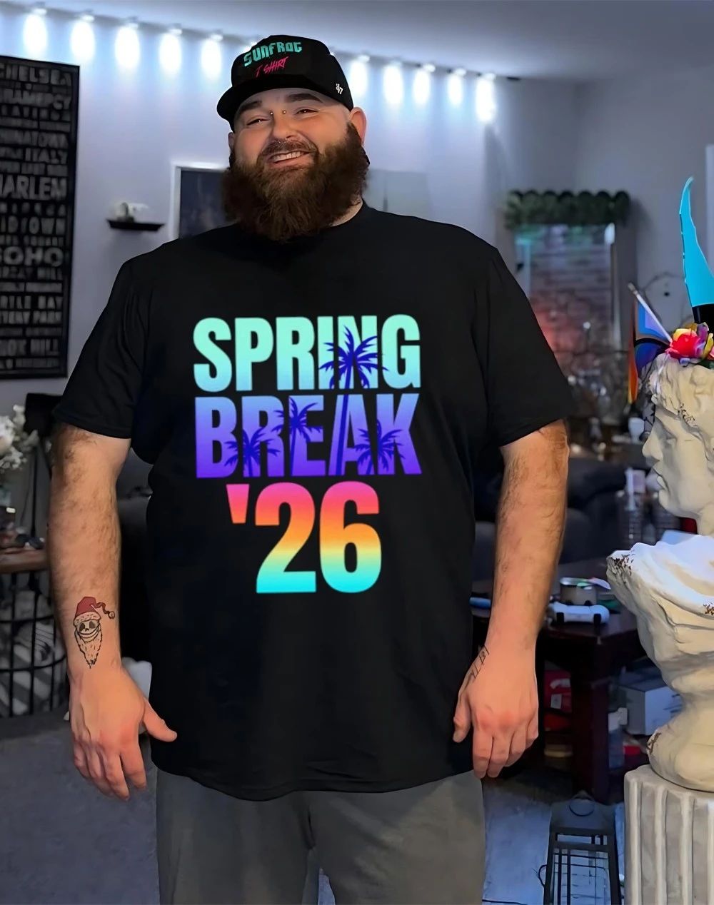 Spring Break ’26 sunset graphic shirt