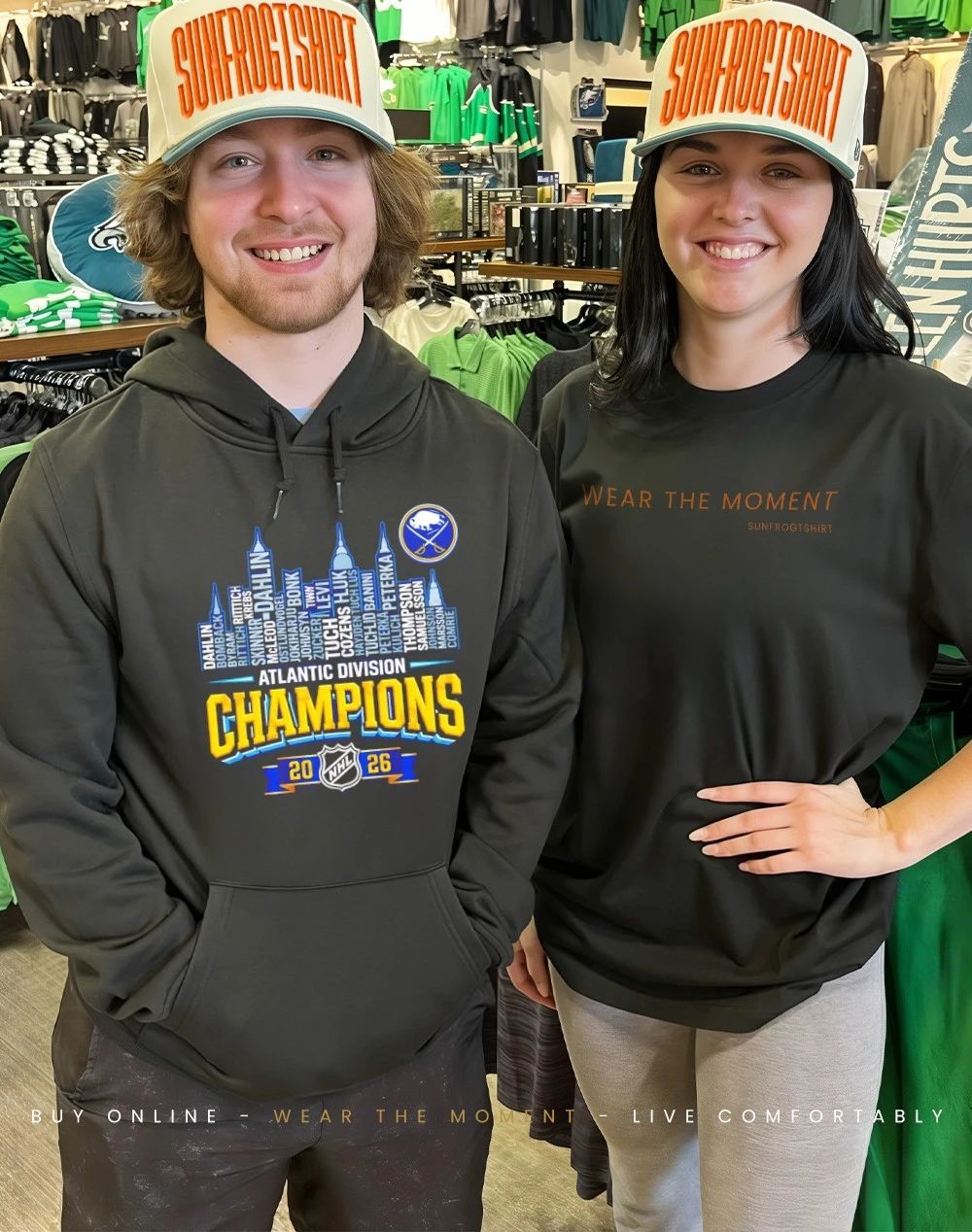 Buffalo Sabres 2026 Atlantic Division Champions name city skyline shirt