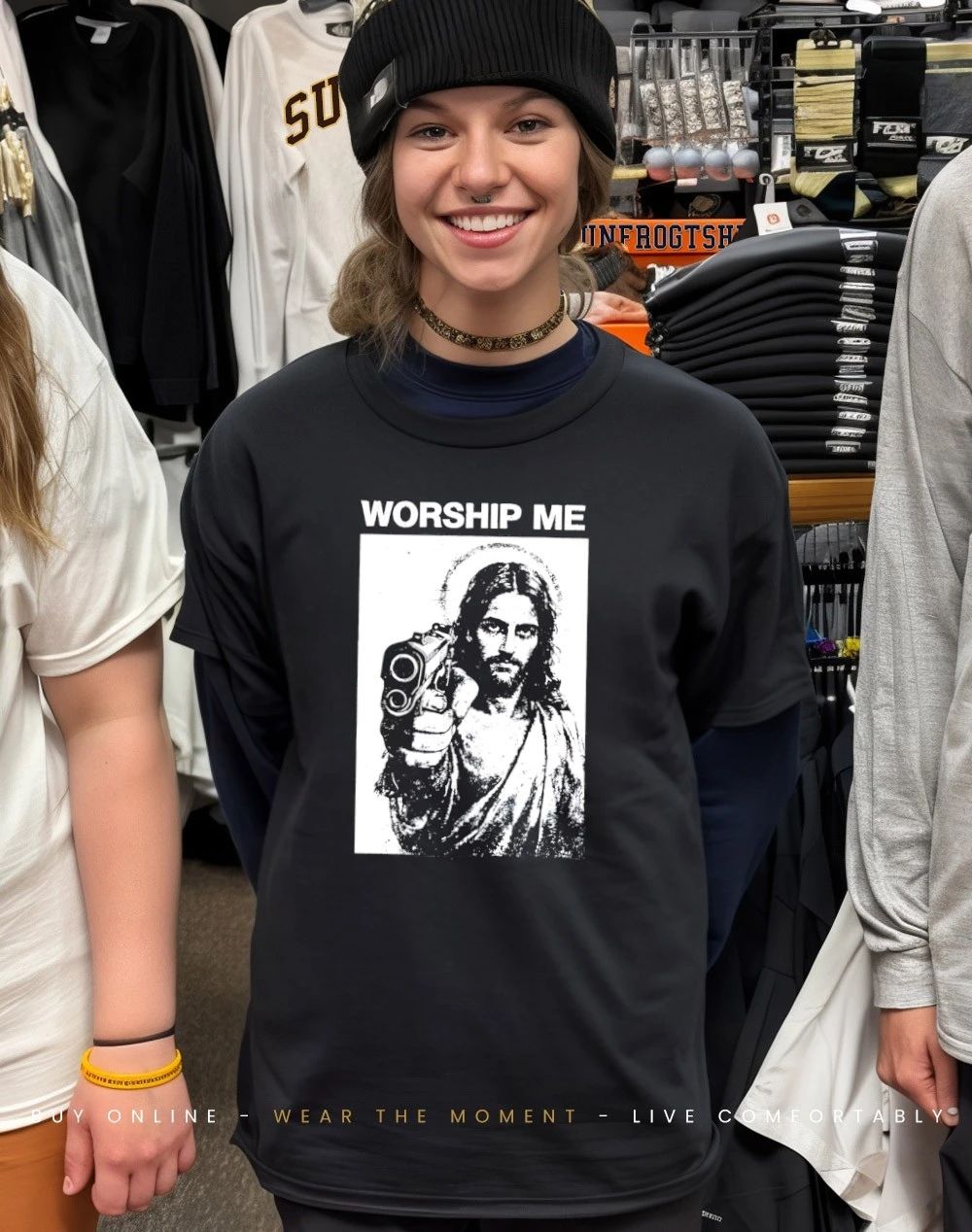 Worship Me Jesus and gun shirt