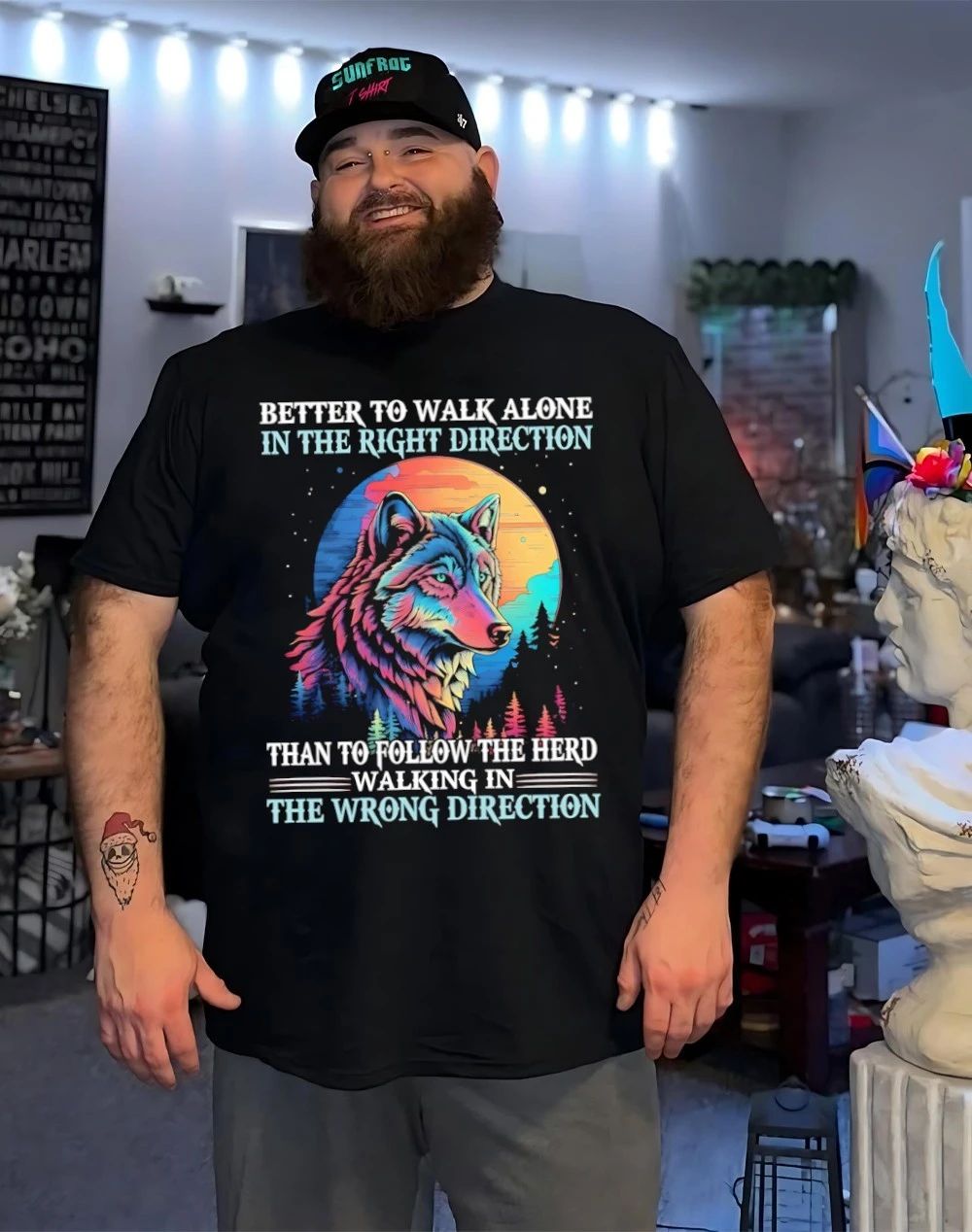 Wolf better to walk alone in the right direction the wrong direction shirt