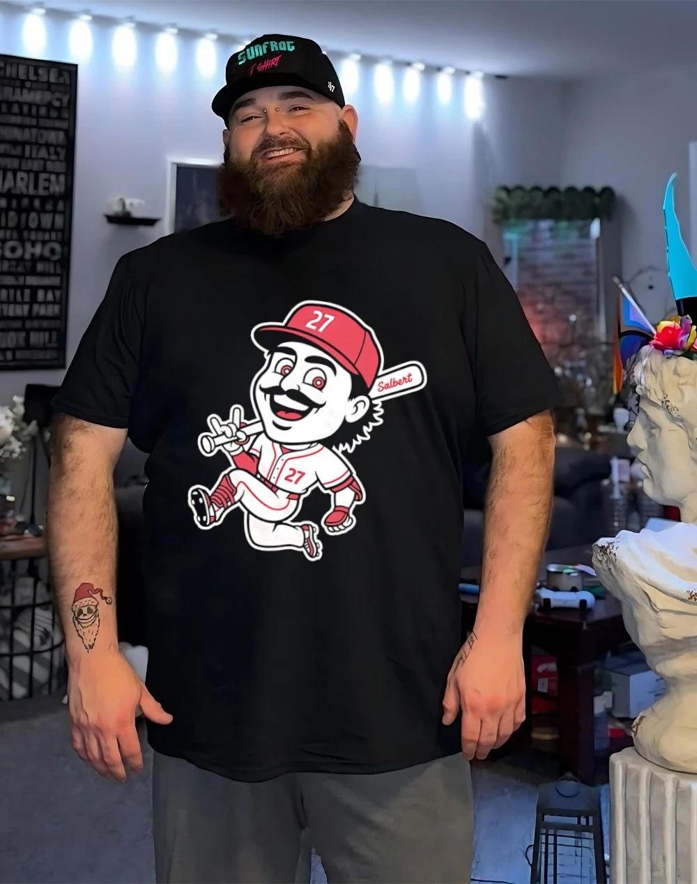 Salbert Sal Stewart 27 Cincinnati Reds cartoon shfirt