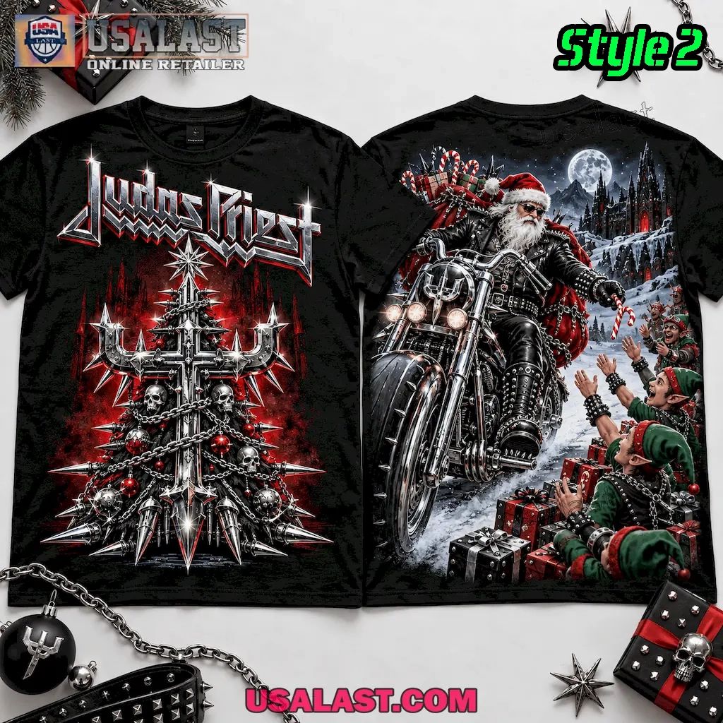 Judas Priest Bad Santa Rides Again 3D T-Shirt