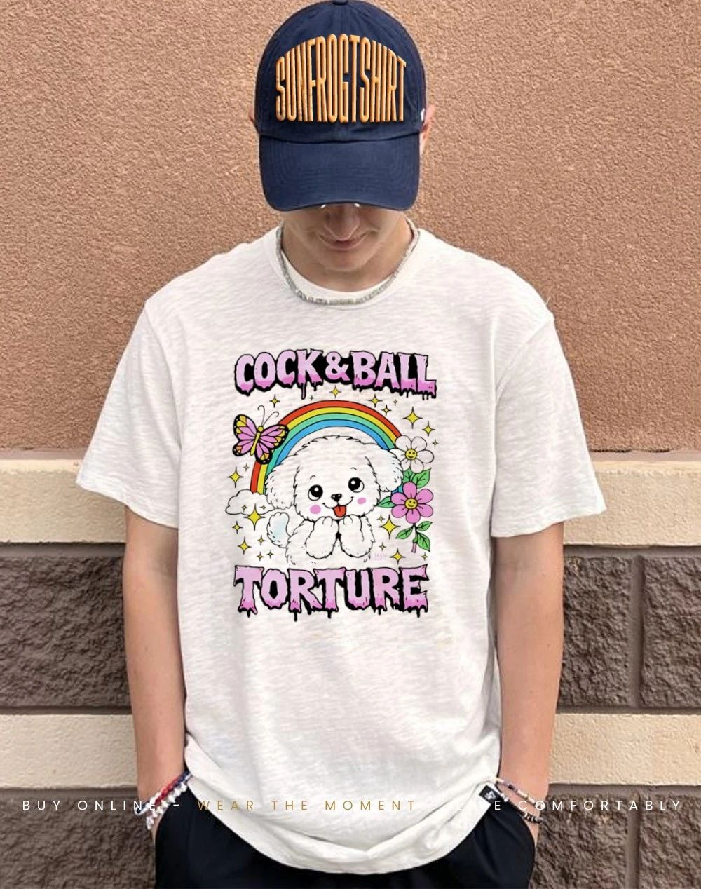 Cock and Ball Torture Dog rainbow graphic shirt