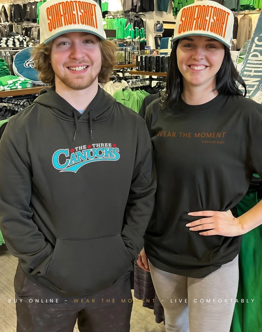 The Three Canucks Baseball logo shirt