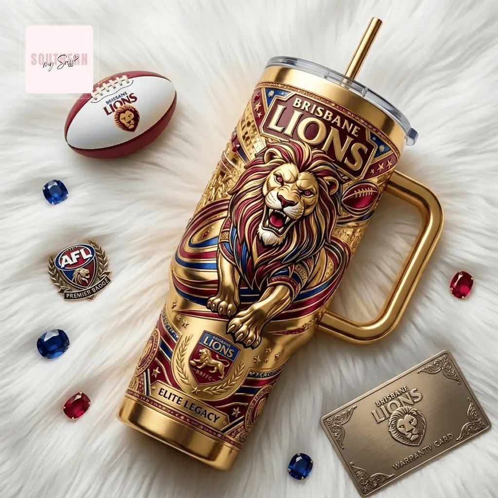 Brisbane Lions Elite Legacy Gold 40oz Insulated Tumbler With Handle
