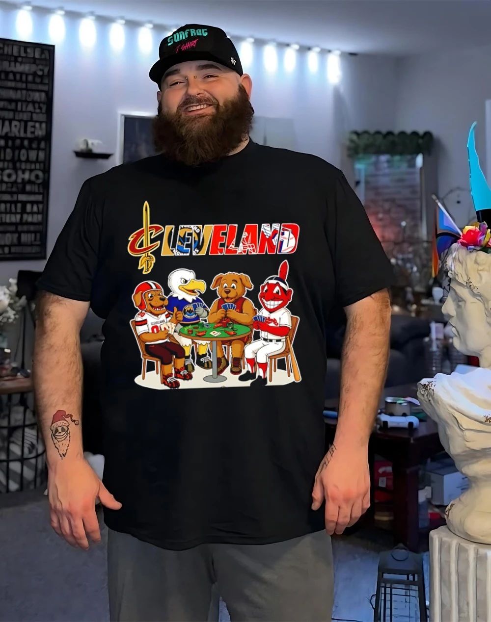 Cleveland sports mascot playing poker shirt