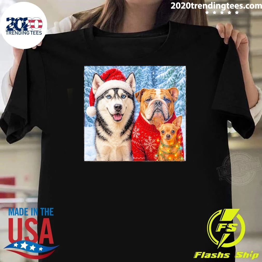 Husky, Bulldog and Chihuahua Dogs Christmas Sweater Shirt