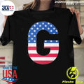 G Patriotic Letter G Design with American Flag Pattern Shirt