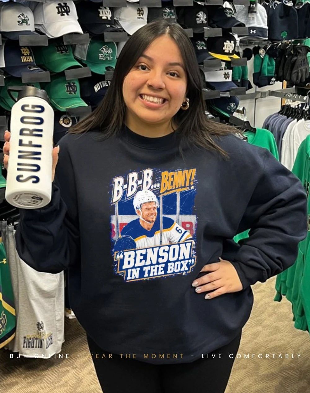 Buffalo Sabres BBB Benny Benson in the box front and back shirt