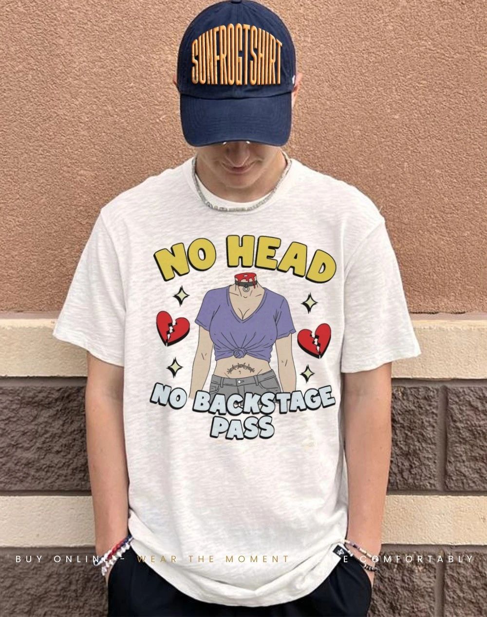 Decapitated groupie no head no backstage pass shirt