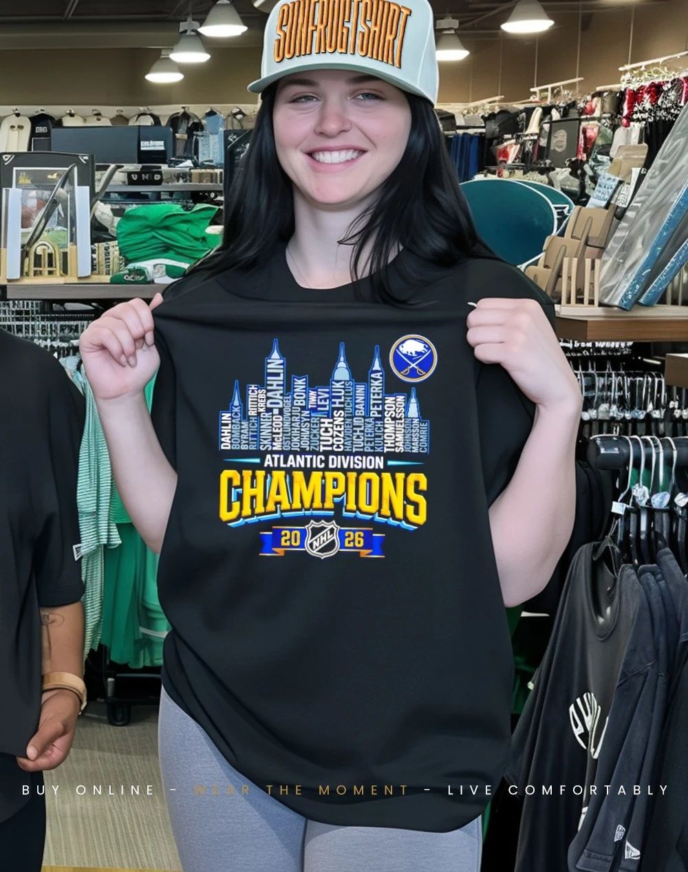 Buffalo Sabres 2026 Atlantic Division Champions name city skyline shirt