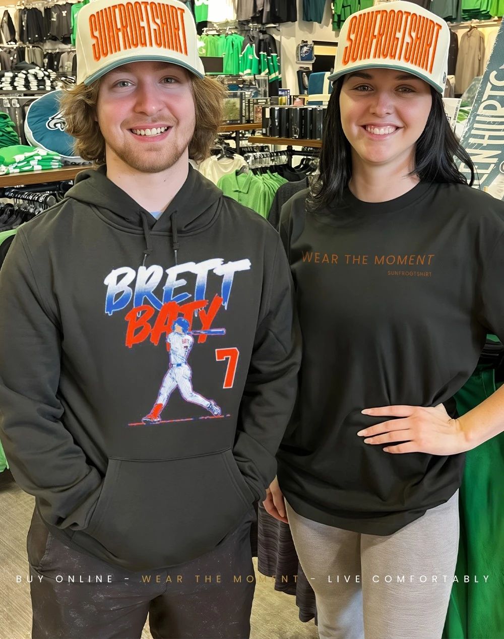 New York Mets Brett Baty slugger swing front and back shirt