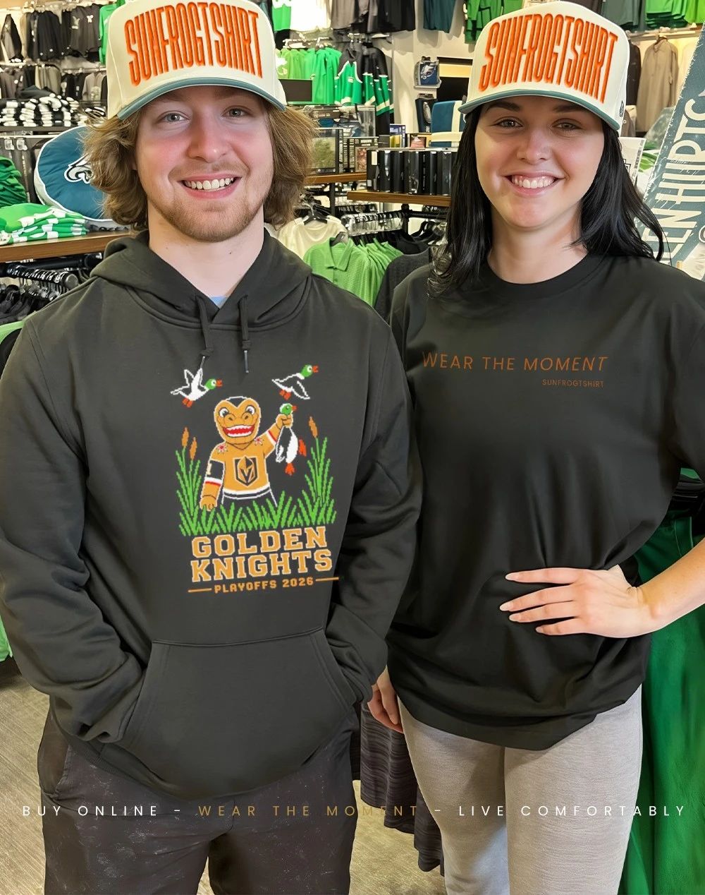 Vegas Golden Knights Duck Hunting Playoffs 2026 front and back shirt