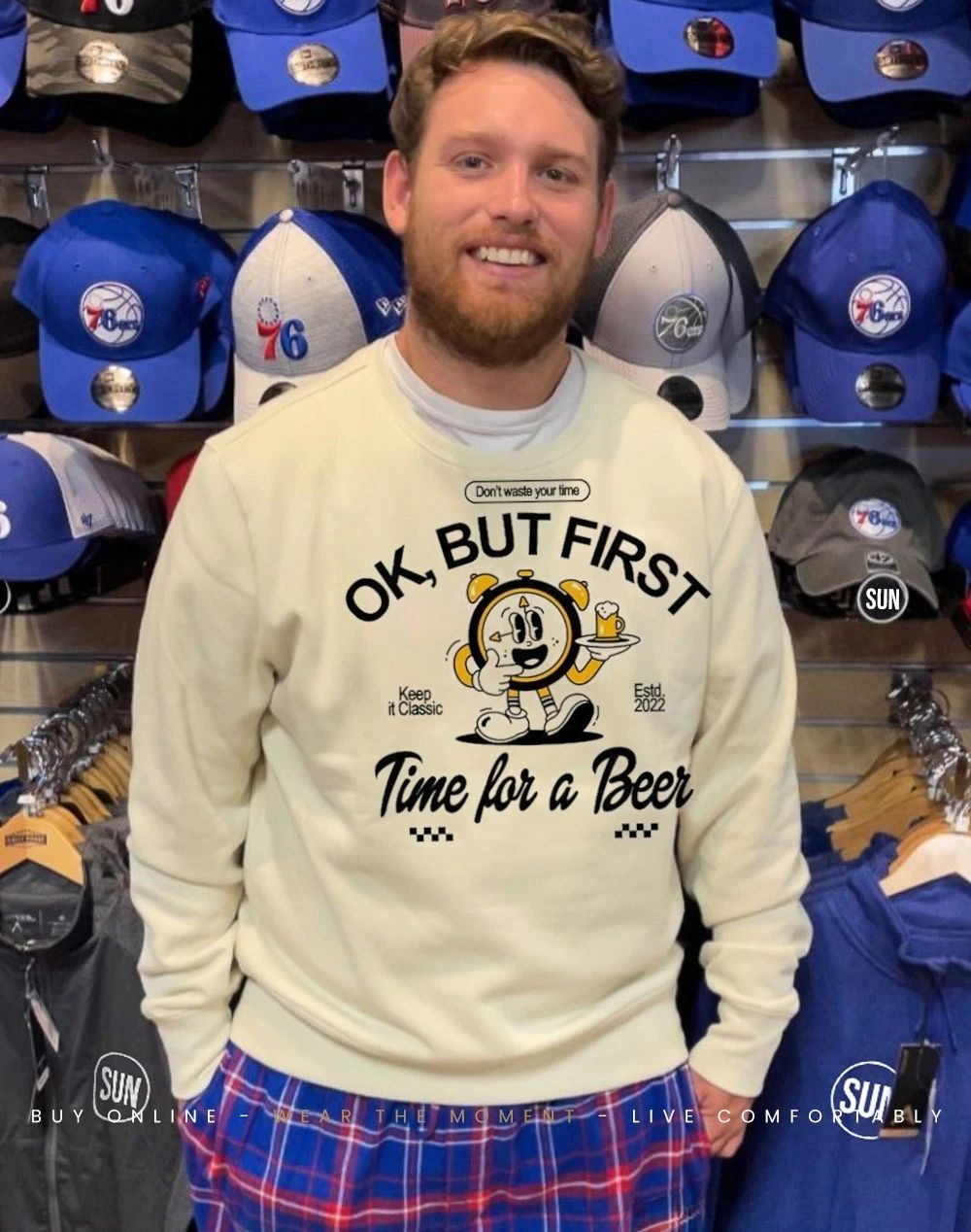 Clock ok but first time for a beer don’t waste your time shirt