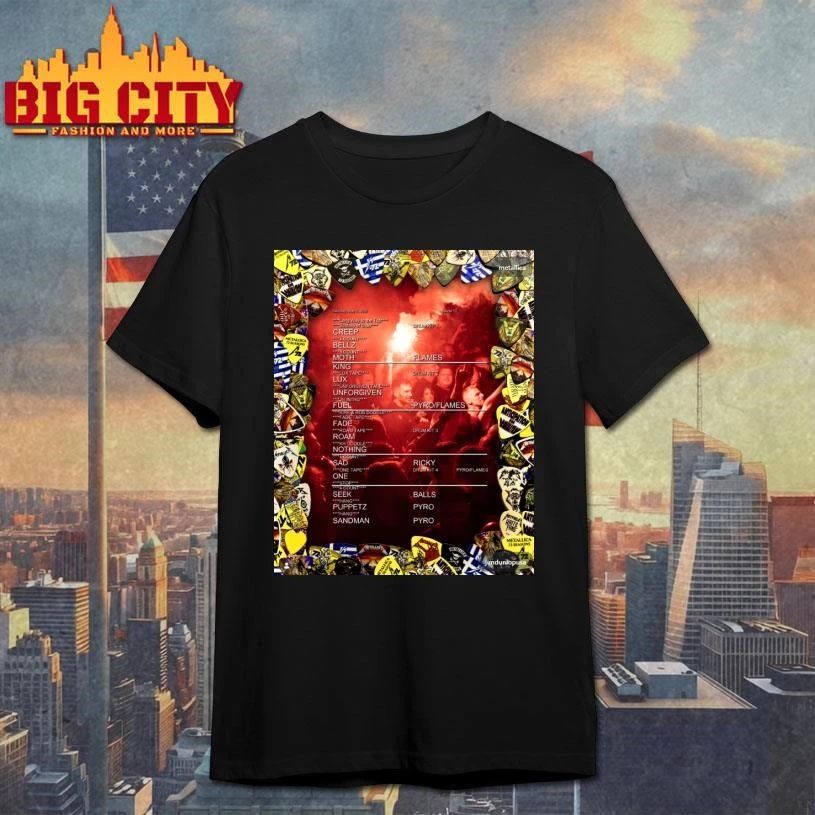 Metallica M72 World Tour setlist shirt