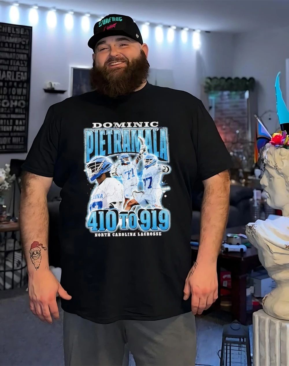 Dominic Pietramala North Carolina Lacrosse 410 to 919 shirt