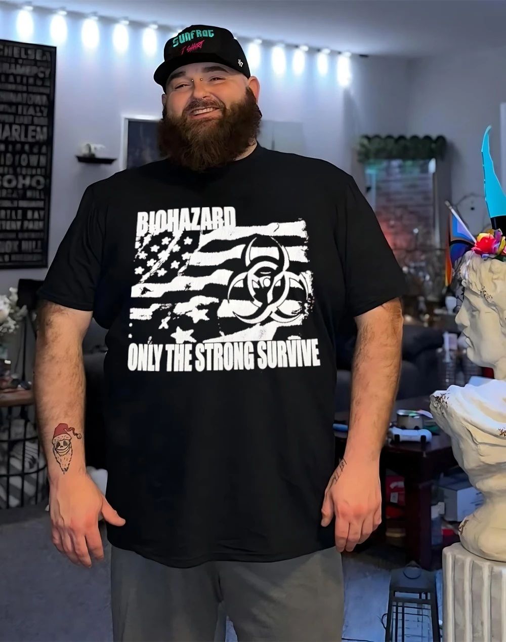 Biohazard only the strong survive American flag shirt