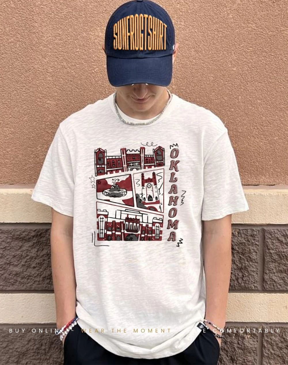 Oklahoma Campus Landmarks comic paint shirt