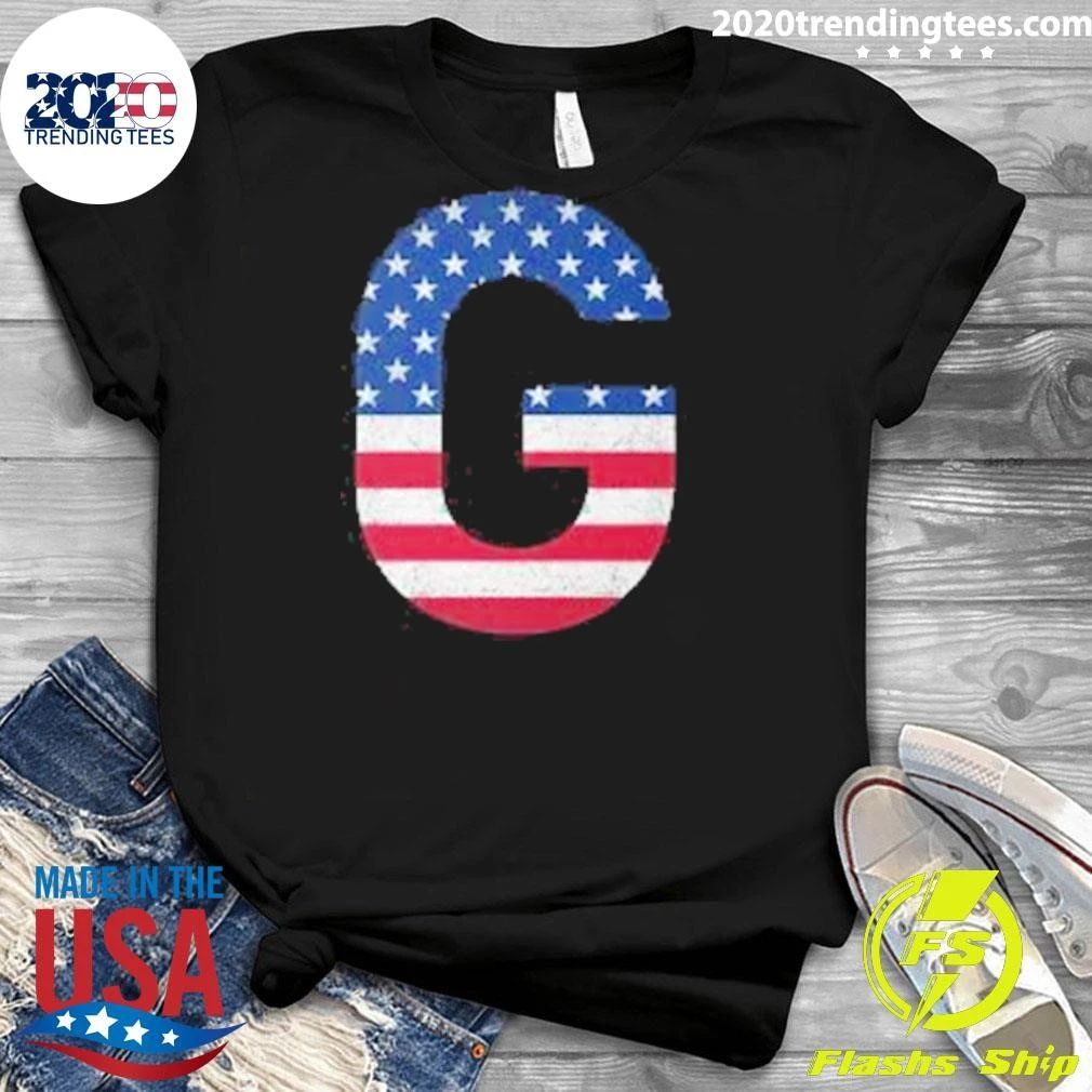 G Patriotic Letter G Design with American Flag Pattern Shirt