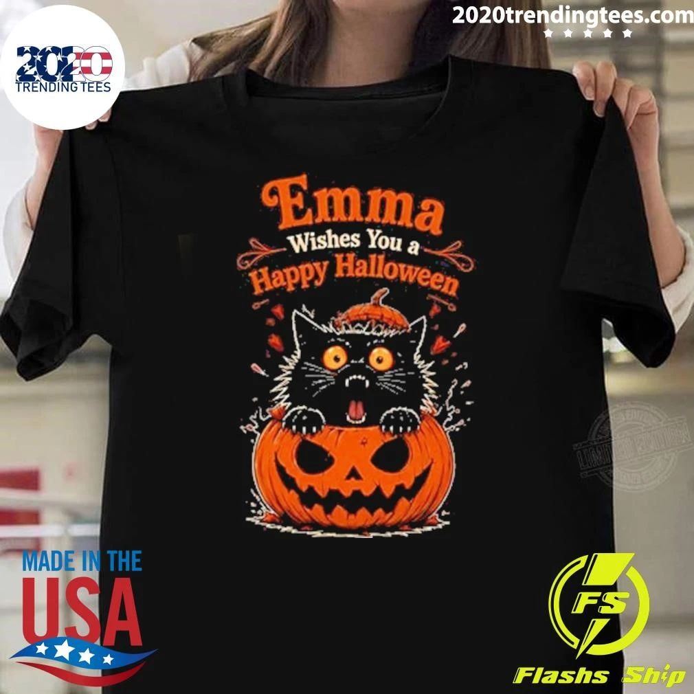 Emma Wishes You a Happy Halloween Black Cat Shirt