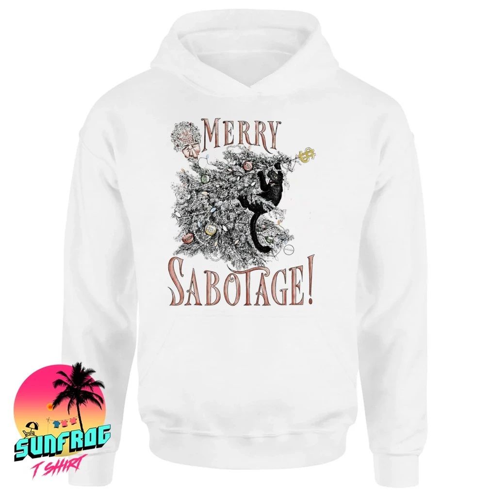 On the Night Train Merry Sabotage cat climbing tree shirt