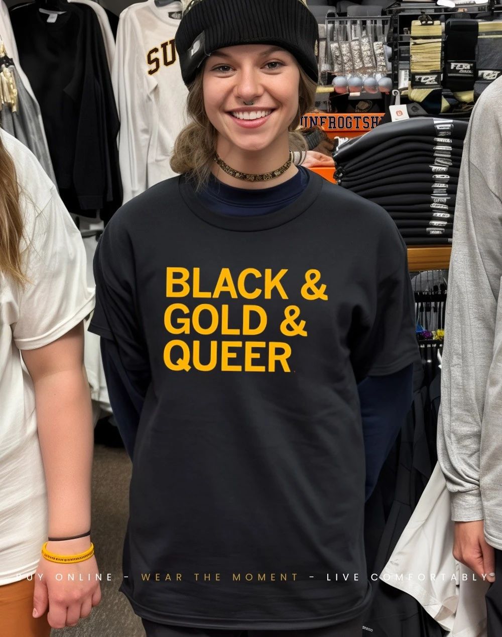 Black and gold and queer shirt