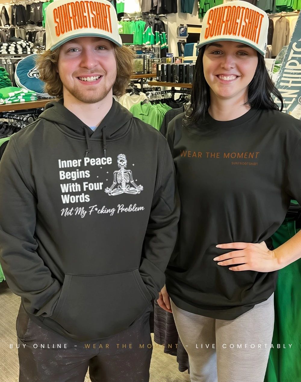Skeleton meditate inner peace begins with four words not my fucking problem shirt