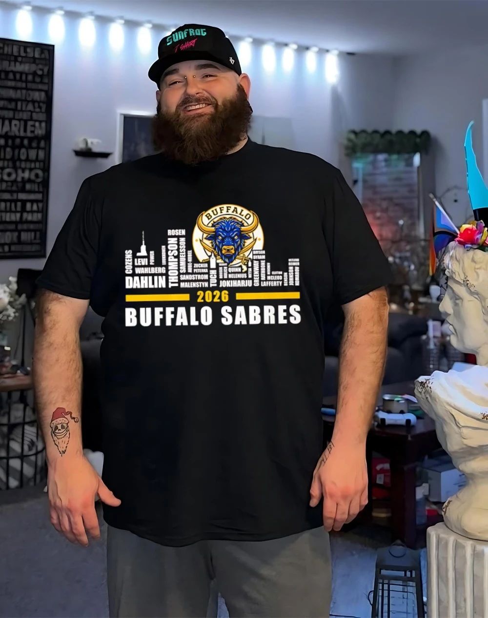 Buffalo Sabers 2026 player names city skyline shirt