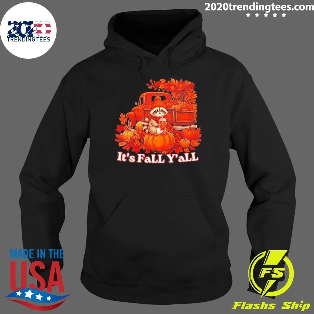 It’s Fall Y’all Raccoon With Pumpkin Truck Shirt