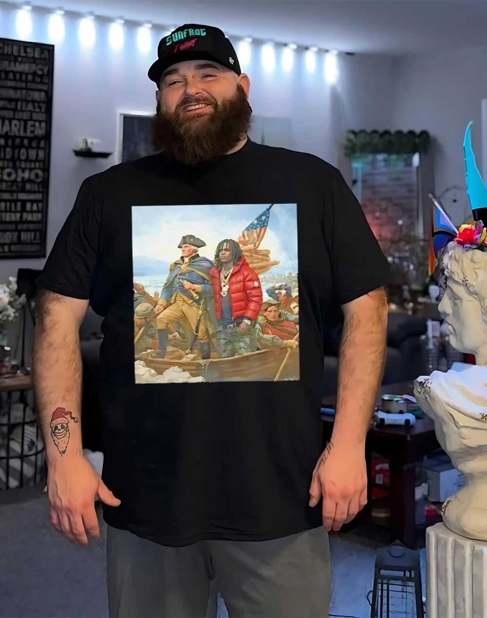 Chief Keef Crossing The Delaware George Washington Parody shirt