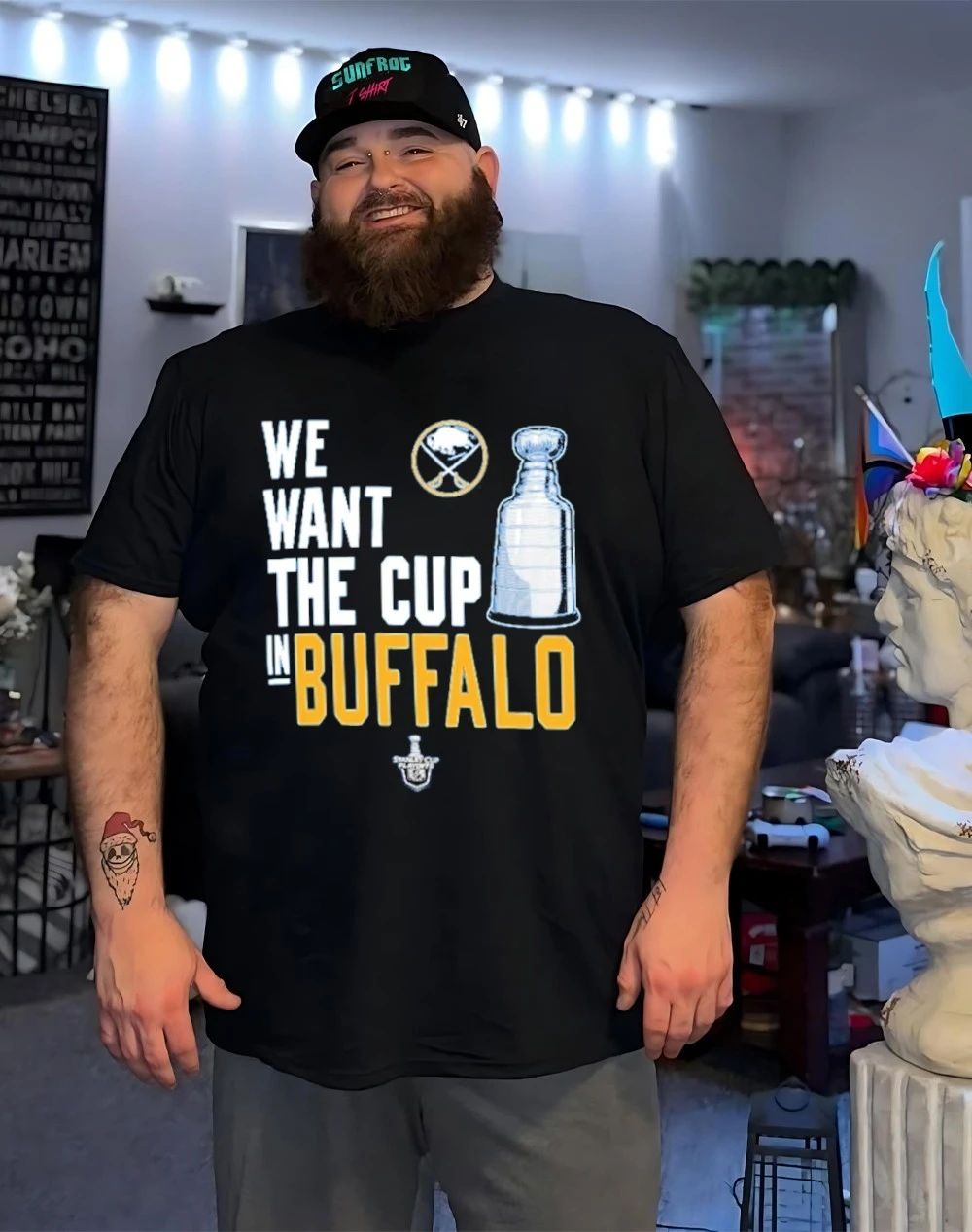 We want the cup in Buffalo Sabres shirt
