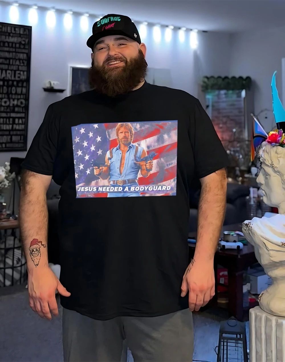 Chuck Norris Jesus Needed A Bodyguard Meme Retro shirt