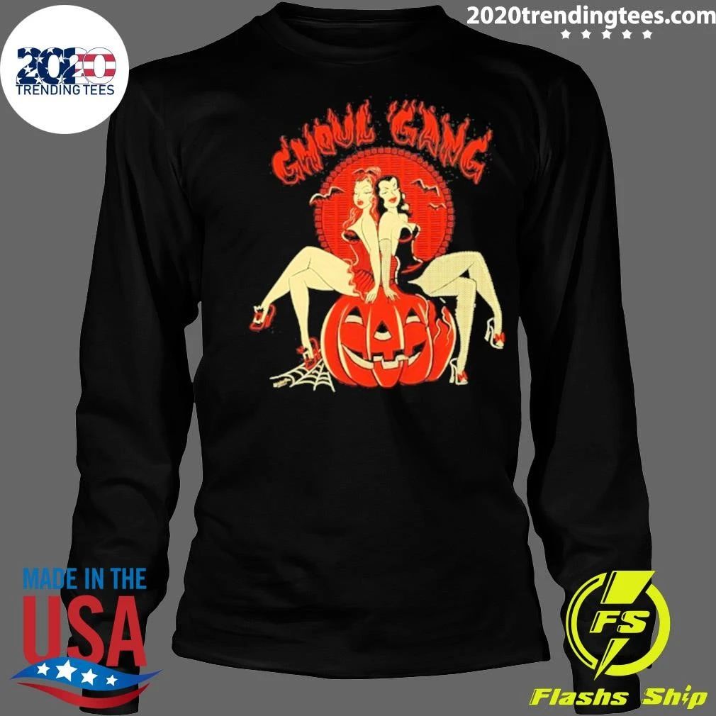 Original Ghoul Gang Pinup Girls On Pumpkin Halloween 2026 T-Shirt