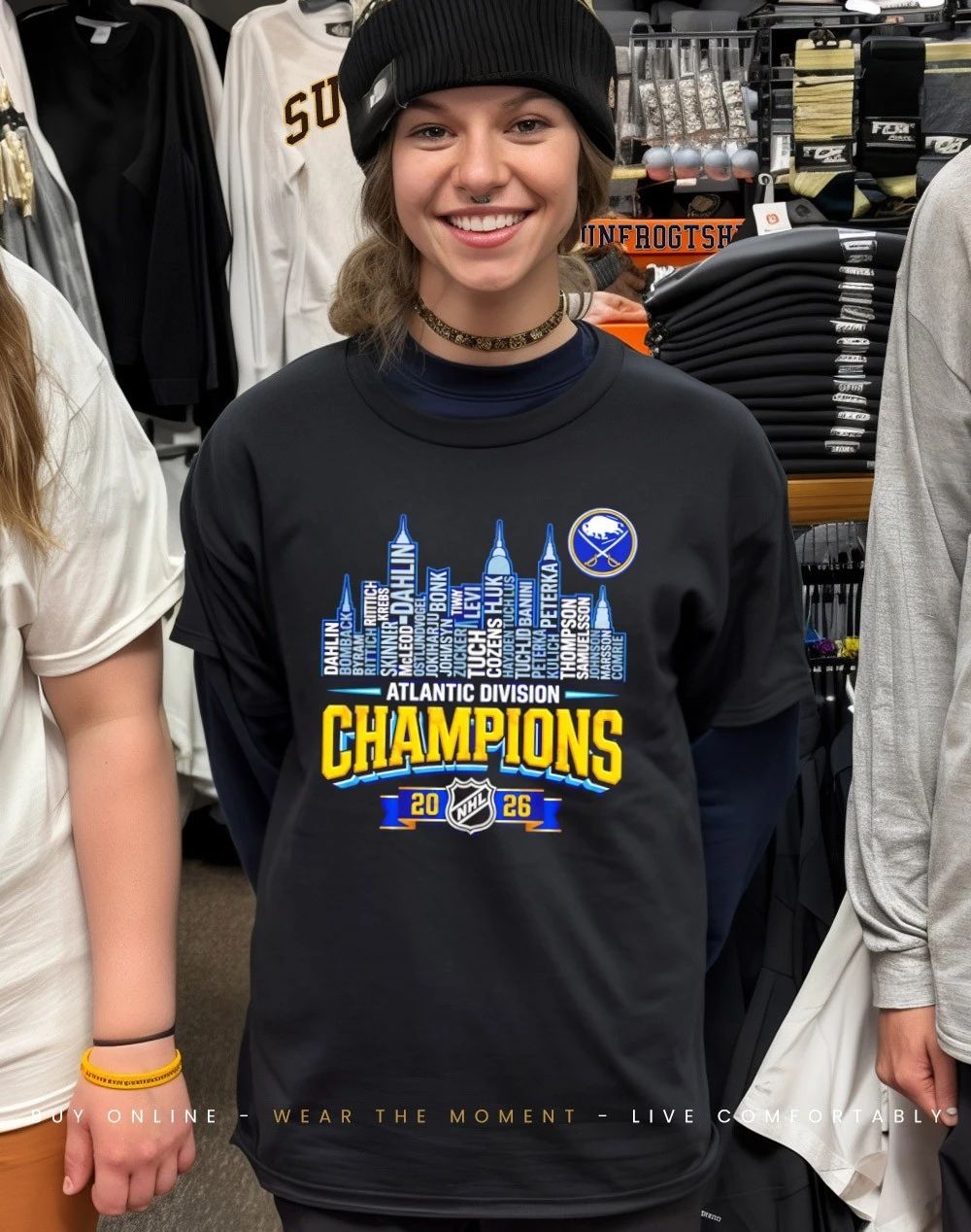 Buffalo Sabres 2026 Atlantic Division Champions name city skyline shirt