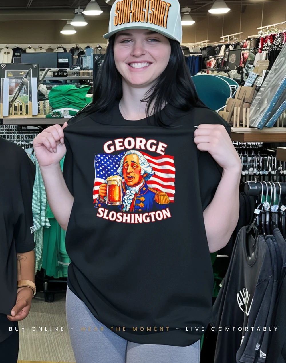 George Washington George Sloshington Patriotic Beer Graphic shirt
