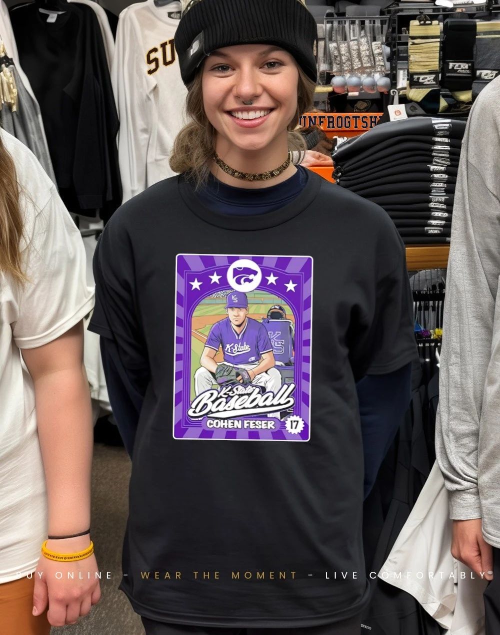 Cohen Feser 17 Kansas State Wildcats baseball card Inspired shirt