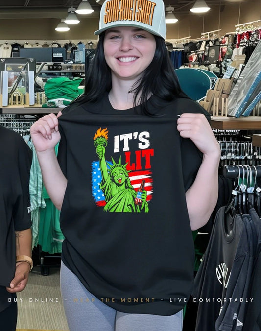 It’s Lit Statue of Liberty Drinking Beer Patriotic shirt