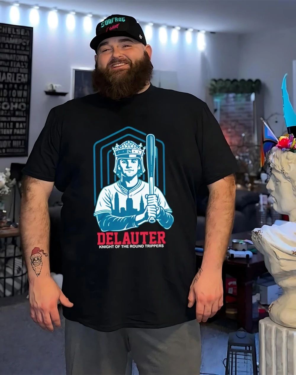 Chase DeLauter Cleveland Guardians Knight of The 4 Bagger card shirt