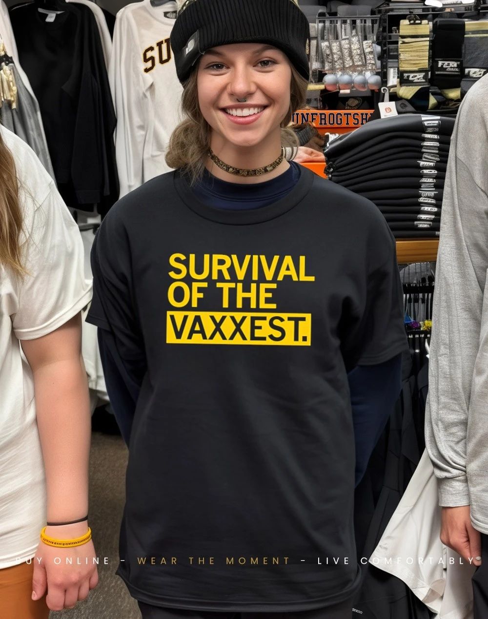 Iowa City Darwin Day Survival of the Vaxxest Shirt